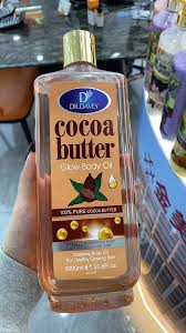 Dr. Davey Cocoa Butter Glow Body Oil, Deep Moisturizing Skin Care Oil, 72hr Hydration Nourishing Body Oil for Smooth Soft Glowing Skin, Vitamin Rich Cocoa Butter Oil 1000ml