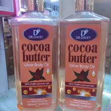 Dr. Davey Cocoa Butter Glow Body Oil, Deep Moisturizing Skin Care Oil, 72hr Hydration Nourishing Body Oil for Smooth Soft Glowing Skin, Vitamin Rich Cocoa Butter Oil 1000ml