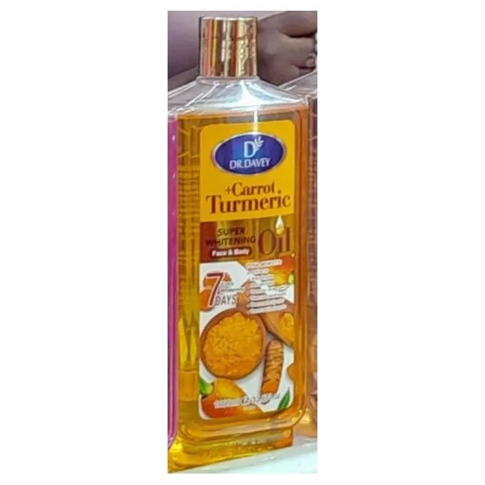 Dr Davey Carrot + Turmeric Super Whitening Face and Body Oil 1000ml | 7 Days Extra Whitening Glow | Deep Moisturizing Brightening Oil for Even Skin Tone Radiant Smooth Skin