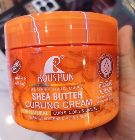 Roushun Shea Butter Curling Cream 350g For Natural Curly Hair Deep Moisture Anti Frizz Repair Strengthen & Define Curls With Coconut Oil Hydrating Styling Cream For Soft Shiny Strong Healthy Hair