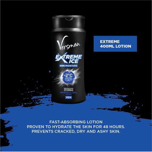 Versman Extreme Ice Body Lotion 400Ml Extreme Cooling Effect Clean masculine fragrance that stays with you