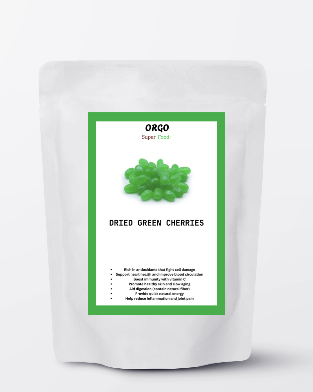 ORGO DRIED GREEN CHERRIES 250G, 500G