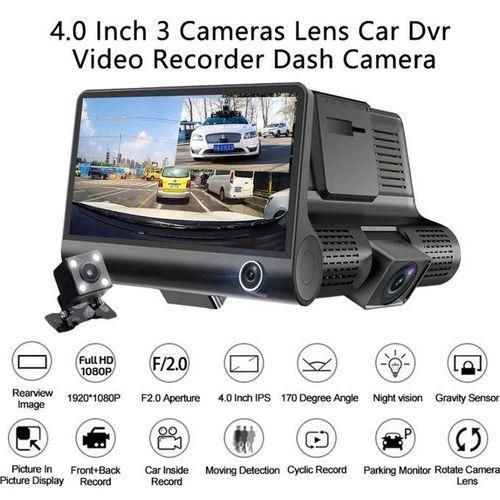 3 Channel Dash Cam Front Inside And Rear, 1080P Dashcam For Car Camera Recorder With Loop Recording, G-Sensor, Night Vision,170 Wide Angle, Parking Monitor