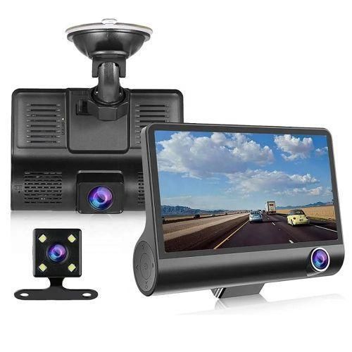 3 Channel Dash Cam Front Inside And Rear, 1080P Dashcam For Car Camera Recorder With Loop Recording, G-Sensor, Night Vision,170 Wide Angle, Parking Monitor