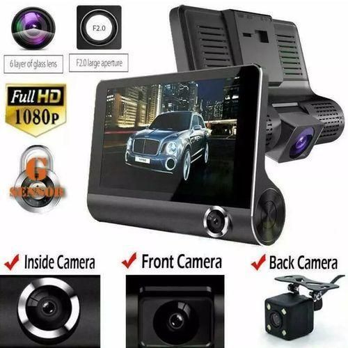 3 Channel Dash Cam Front Inside And Rear, 1080P Dashcam For Car Camera Recorder With Loop Recording, G-Sensor, Night Vision,170 Wide Angle, Parking Monitor