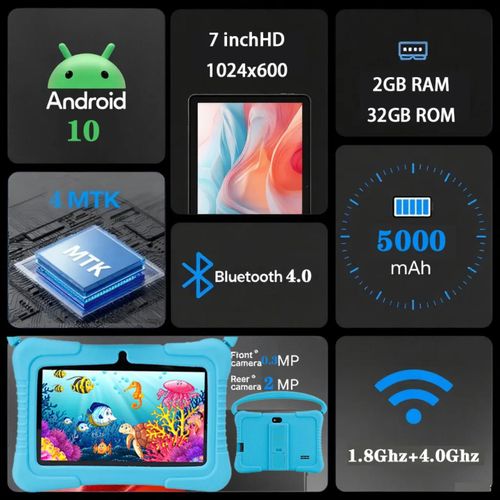 7-inch android kids tablet Pc Educational pad with parental Lock eye protect HD screen Tablets for study learning gadgets kids gift Christmas