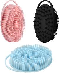 Silicone Body Scrubber, Silicone Loofah Double-Sided Body Brush,Silicone Shower Scrubber and Scalp Massager Shampoo Brush for Sensitive Kids Women Men All Kinds of Skin (Assorted Colours)