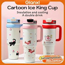 nsulated water bottles with handles and straw lids for both hot and cold liquid