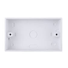2-gang PVC electrical mounting box, also known as a pattress box.