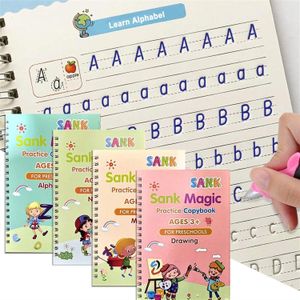 🍆Price Dropped 🍆4pcs Sank Magic Practice Books -Maths, Alphabet, Numbers, Drawing Also Comes Withv1 Pen, 4 Pen Refills And Pen Holder.reusable calligraphy books for kids. The writing will automatica