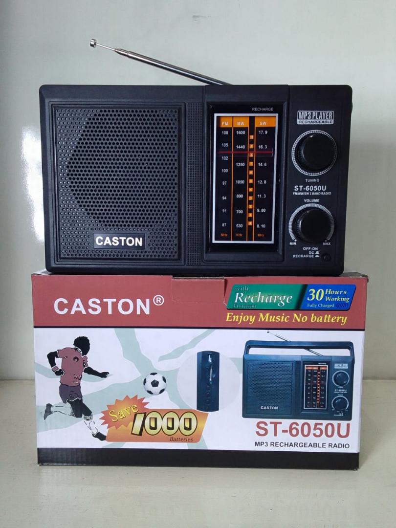 Caston ST-6050U mp3 rechargeable radio with USB SD and TF card socket/port AC/DC powered also use size D batteries