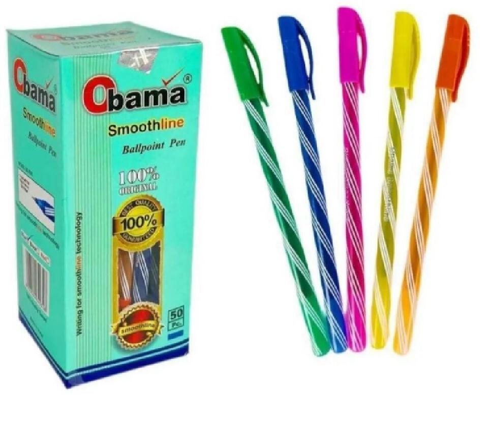 50 pieces or 1 packet of Obama biro pen with smoothline ballpoint pen blue, red and black colour available.