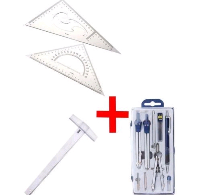 Engineering drawing set or draught man set t square plastic or clear 60cm / 90cm
 and 2 pieces of set square or a set of set square 30° 45° 60°