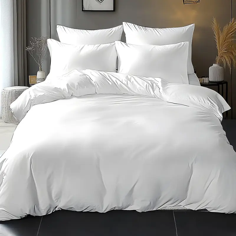 5 by 6 Estilo Duvet Cover Plain White 6x6 QUEEN Super Soft Premium Quality Microfiber Filling Comforter Cotton Solid Cover (White,Full)