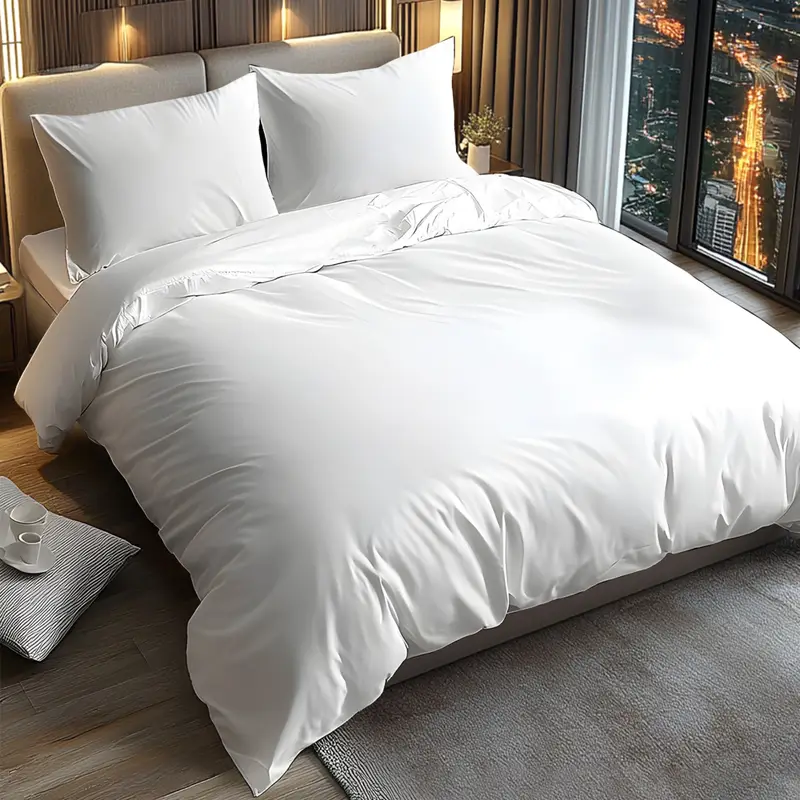 5 by 6 Estilo Duvet Cover Plain White 6x6 QUEEN Super Soft Premium Quality Microfiber Filling Comforter Cotton Solid Cover (White,Full)