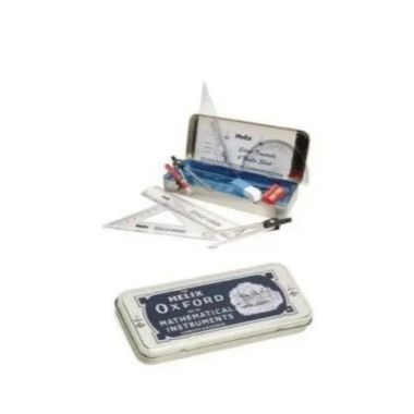 Helix Oxford School Mathematical Set with Free Geometry Set, High-Quality Durable Metal Box, Complete Drawing and Measuring Tools for Students, Ideal for School, Exams, and Home Study