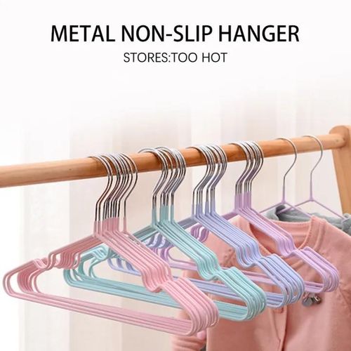10PCS Strong Clothes Hanger Stainless Steel With Rubber, Rubber Coated Hanger