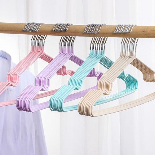 10PCS Strong Clothes Hanger Stainless Steel With Rubber, Rubber Coated Hanger