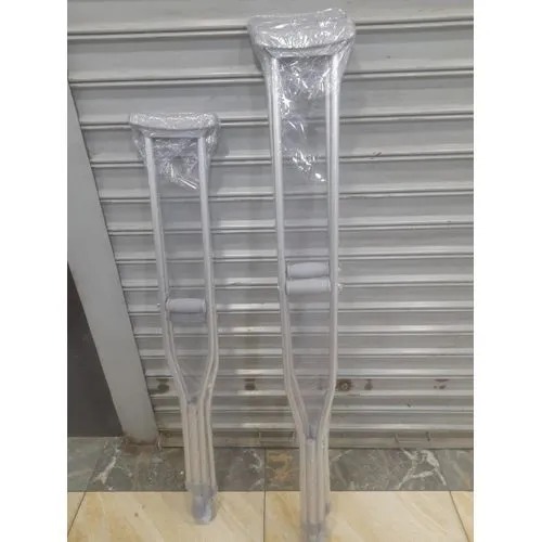 Adjustable Aluminum Underarm Auxiliary Crutches, Lightweight Height-Adjustable Walking Support with Non-Slip Rubber Tips & Comfortable Pads for Injury Recovery & Mobility Aid