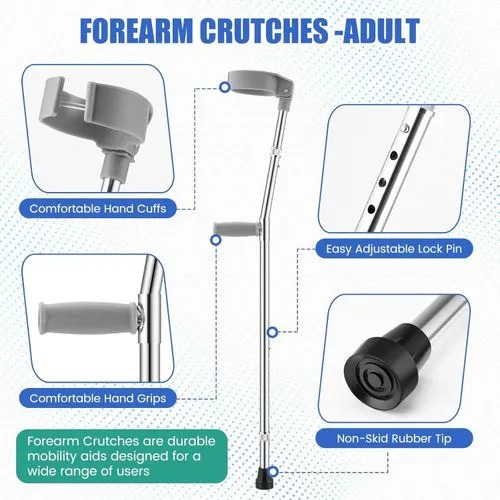 Medical Elbow Crutches closed arm | high-quality high-strength aluminum profiles, never rust, surface oxidation grind arenaceous process.