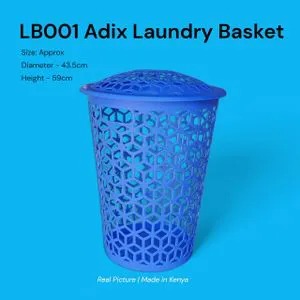 LB001 Adix Laundry Basket Approximate Size: • Diameter: 43.5cm • Height: 59cm * Bring order and style to your laundry routine with the Adix Laundry Basket, designed with a modern open-cub