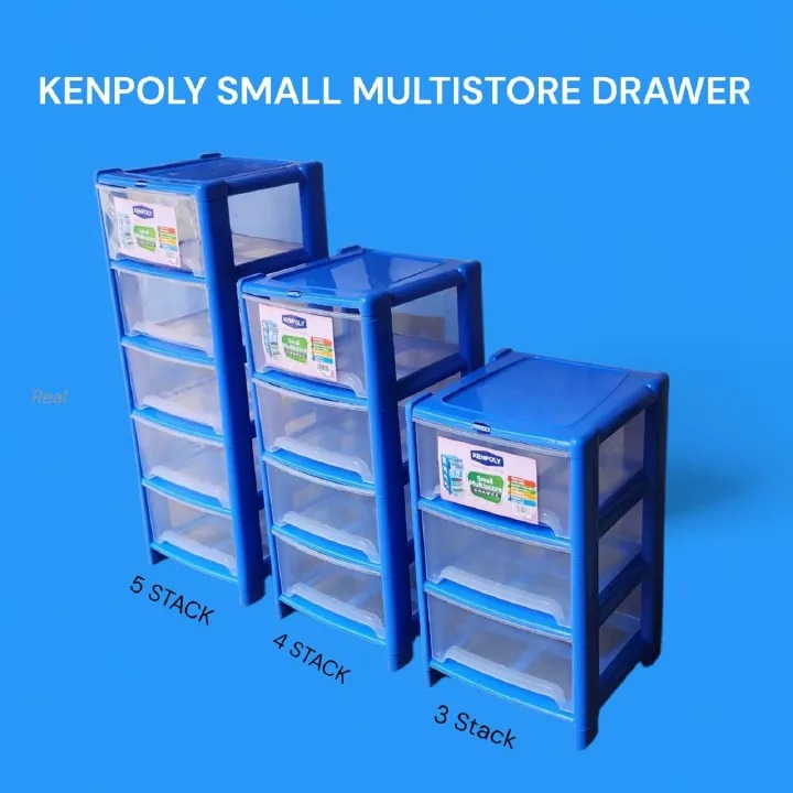 Kenpoly Heavy Plastic Home Small Multistore Drawer & Organizer – Compact and Stylish Design in 5, 4, or 3 Stack Options for Space-Saving Home and Office Storage