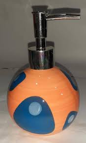 Ceramic Liquid Soap Dispenser Bottle with Stainless Steel Pump, Modern Polka Dot Design for Bathroom & Kitchen Sink, Refillable Hand Wash, Lotion or Detergent Container