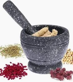 Multifunctional Granite mortal and pestle Set, Non-Slip Speckled Finish for Grinding Spices, Herbs, Garlic & Seeds, Durable Kitchen Tool for Home Cooking and Food Preparation