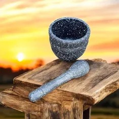 Multifunctional Granite mortal and pestle Set, Non-Slip Speckled Finish for Grinding Spices, Herbs, Garlic & Seeds, Durable Kitchen Tool for Home Cooking and Food Preparation