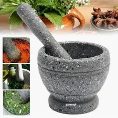 Multifunctional Granite mortal and pestle Set, Non-Slip Speckled Finish for Grinding Spices, Herbs, Garlic & Seeds, Durable Kitchen Tool for Home Cooking and Food Preparation
