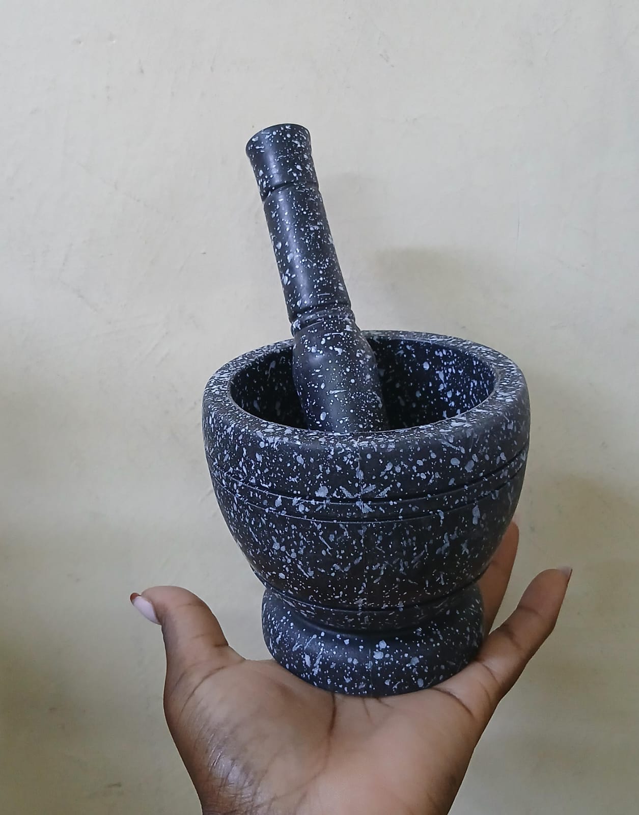 Multifunctional Granite mortal and pestle Set, Non-Slip Speckled Finish for Grinding Spices, Herbs, Garlic & Seeds, Durable Kitchen Tool for Home Cooking and Food Preparation