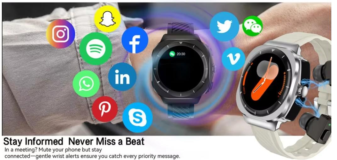 Fashion Smart Watch with Earbuds TWS BT Sports Smartwatch