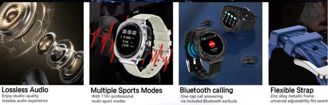 Fashion Smart Watch with Earbuds TWS BT Sports Smartwatch