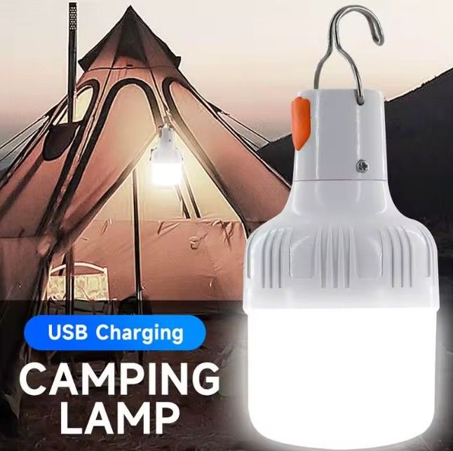 4 Portable LED Camping Lanterns, USB Rechargeable Hanging Tent Light, Waterproof Emergency Outdoor Lamp with COB LED, 6000K Bright White Light (IP65, 20W)
