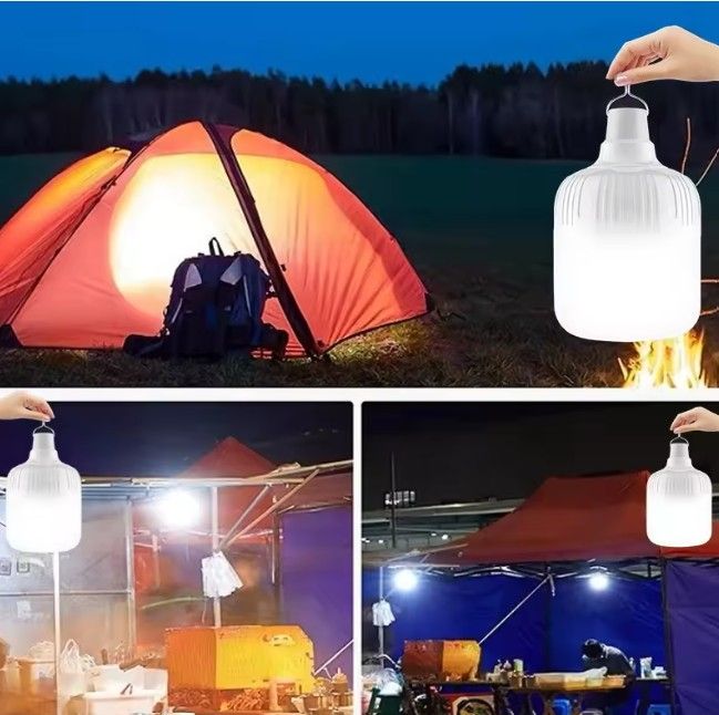 4 Portable LED Camping Lanterns, USB Rechargeable Hanging Tent Light, Waterproof Emergency Outdoor Lamp with COB LED, 6000K Bright White Light (IP65, 20W)