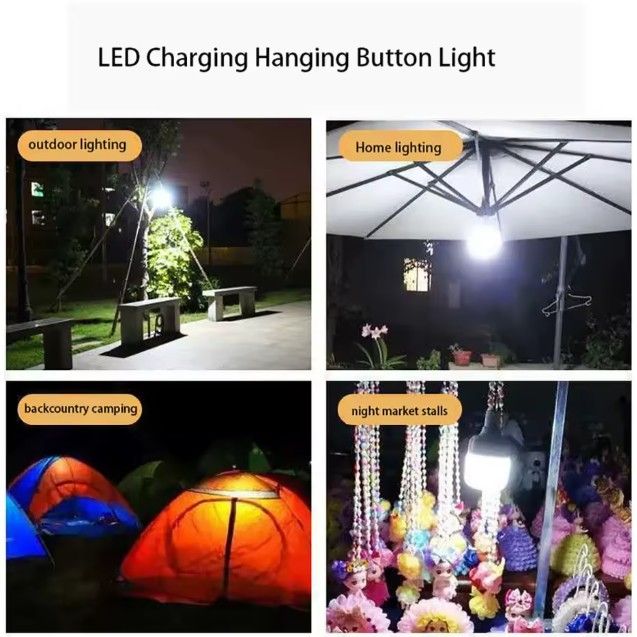 4 Portable LED Camping Lanterns, USB Rechargeable Hanging Tent Light, Waterproof Emergency Outdoor Lamp with COB LED, 6000K Bright White Light (IP65, 20W)