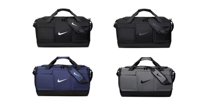 NIKE Large Waterproof Gym & Travel Duffel Bag with Shoe Compartment – Unisex Nylon Sports Backpack & Shoulder Bag