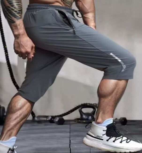 Men’s Lightweight Quick-Dry Gym Shorts with Reflective Strips – Breathable Spandex/Nylon Running & Training Pants