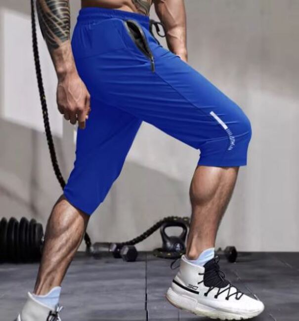 Men’s Lightweight Quick-Dry Gym Shorts with Reflective Strips – Breathable Spandex/Nylon Running & Training Pants