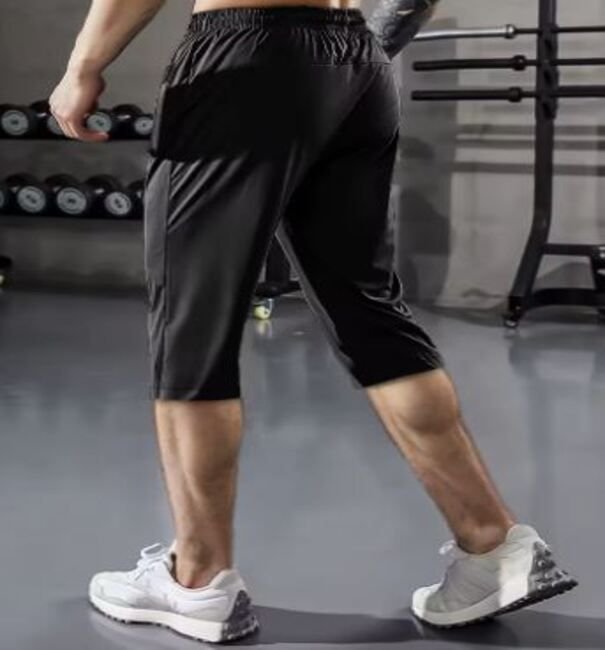 Men’s Lightweight Quick-Dry Gym Shorts with Reflective Strips – Breathable Spandex/Nylon Running & Training Pants