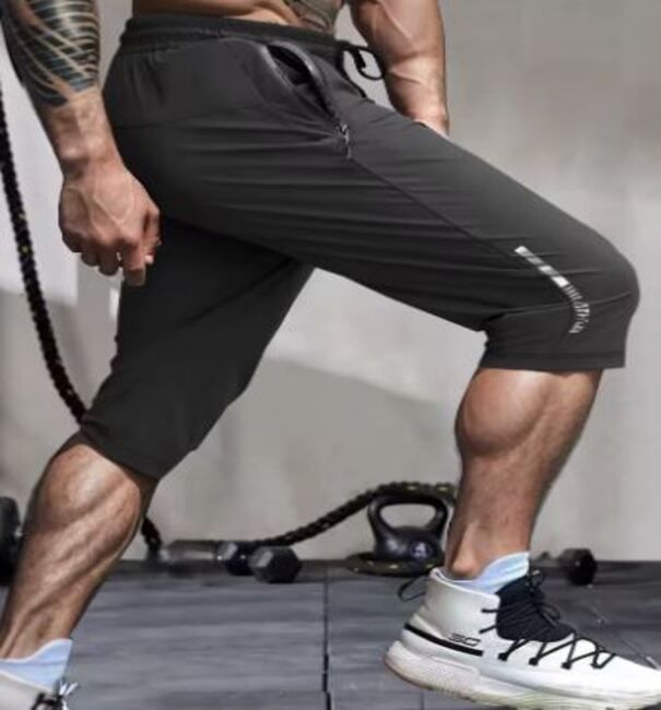 Men’s Lightweight Quick-Dry Gym Shorts with Reflective Strips – Breathable Spandex/Nylon Running & Training Pants