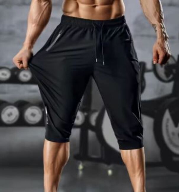 Men’s Lightweight Quick-Dry Gym Shorts with Reflective Strips – Breathable Spandex/Nylon Running & Training Pants