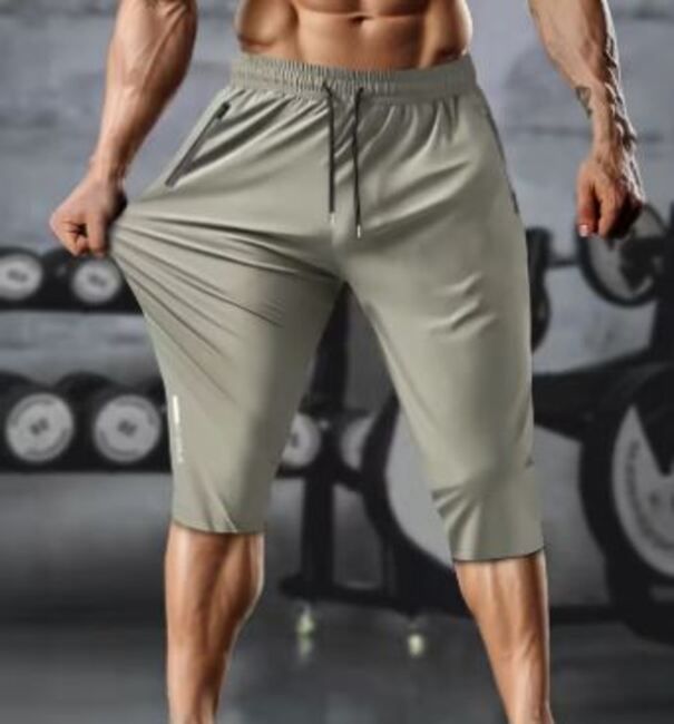 Men’s Lightweight Quick-Dry Gym Shorts with Reflective Strips – Breathable Spandex/Nylon Running & Training Pants