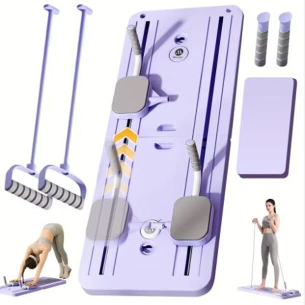 Multi-Purpose Foldable Push-Up Board & Pilates Equipment – Portable Home Gym Fitness Board (color purple & black)