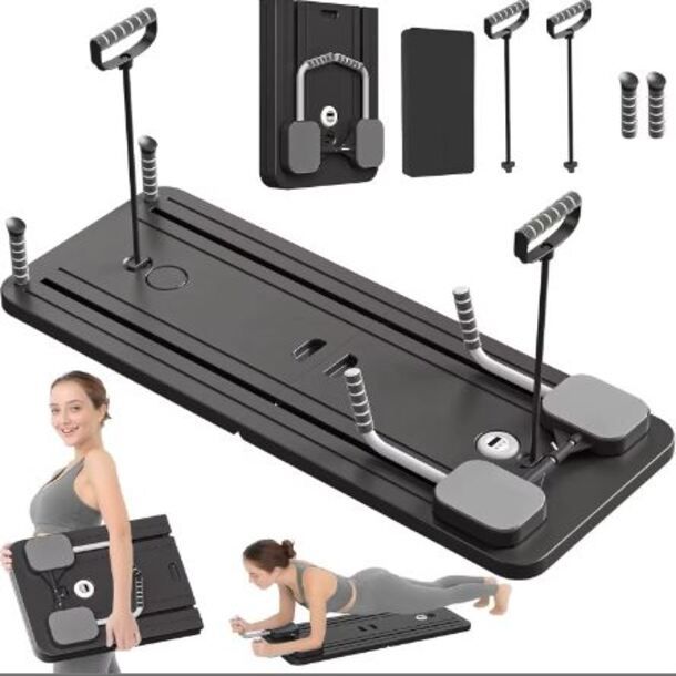 Multi-Purpose Foldable Push-Up Board & Pilates Equipment – Portable Home Gym Fitness Board (color purple & black)