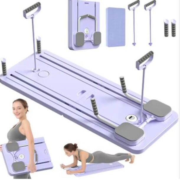 Multi-Purpose Foldable Push-Up Board & Pilates Equipment – Portable Home Gym Fitness Board (color purple & black)