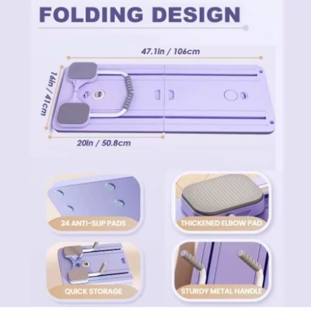 Multi-Purpose Foldable Push-Up Board & Pilates Equipment – Portable Home Gym Fitness Board (color purple & black)