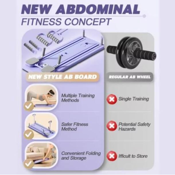 Multi-Purpose Foldable Push-Up Board & Pilates Equipment – Portable Home Gym Fitness Board (color purple & black)