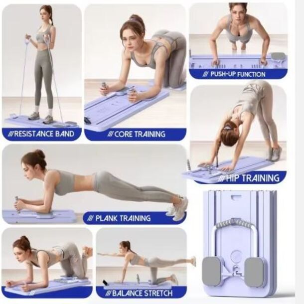 Multi-Purpose Foldable Push-Up Board & Pilates Equipment – Portable Home Gym Fitness Board (color purple & black)