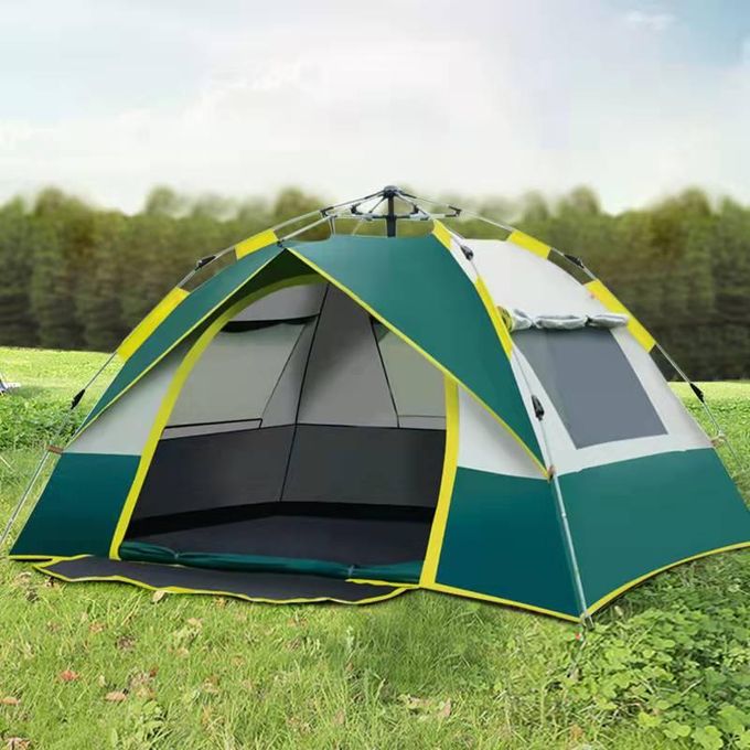 Outdoor camping tent for 3-4 Persons  tent Waterproof Windproof Rainfly, Easy Set up-Portable, Light Automatic Camping Tent, Easy To Set Up, Shading, Travel And Hiking-Green